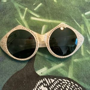 50s era sunglasses made in France with rhinestones and Pearl Styled Lucite frame